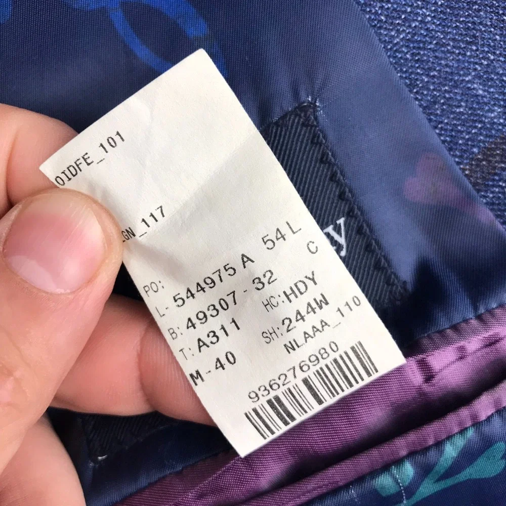 Psycho Bunny Worsted Wool Windowpane Sport Coat Mens 54L Navy Blazer